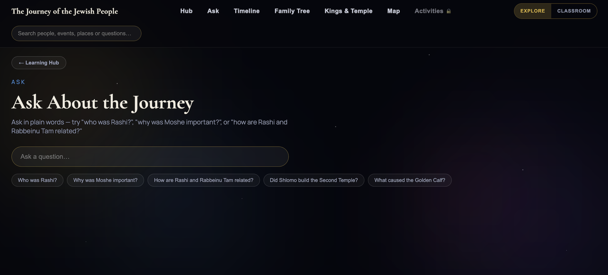 Ask About the Journey: a conversational assistant that answers questions about people, events and places across the site