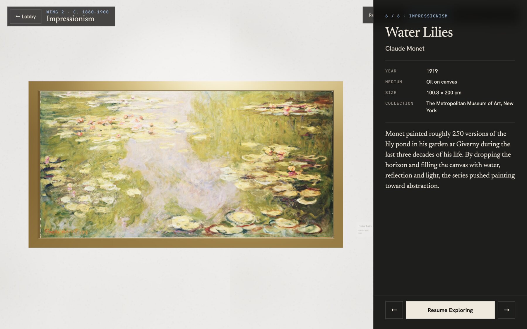 Water Lilies by Claude Monet with artwork details