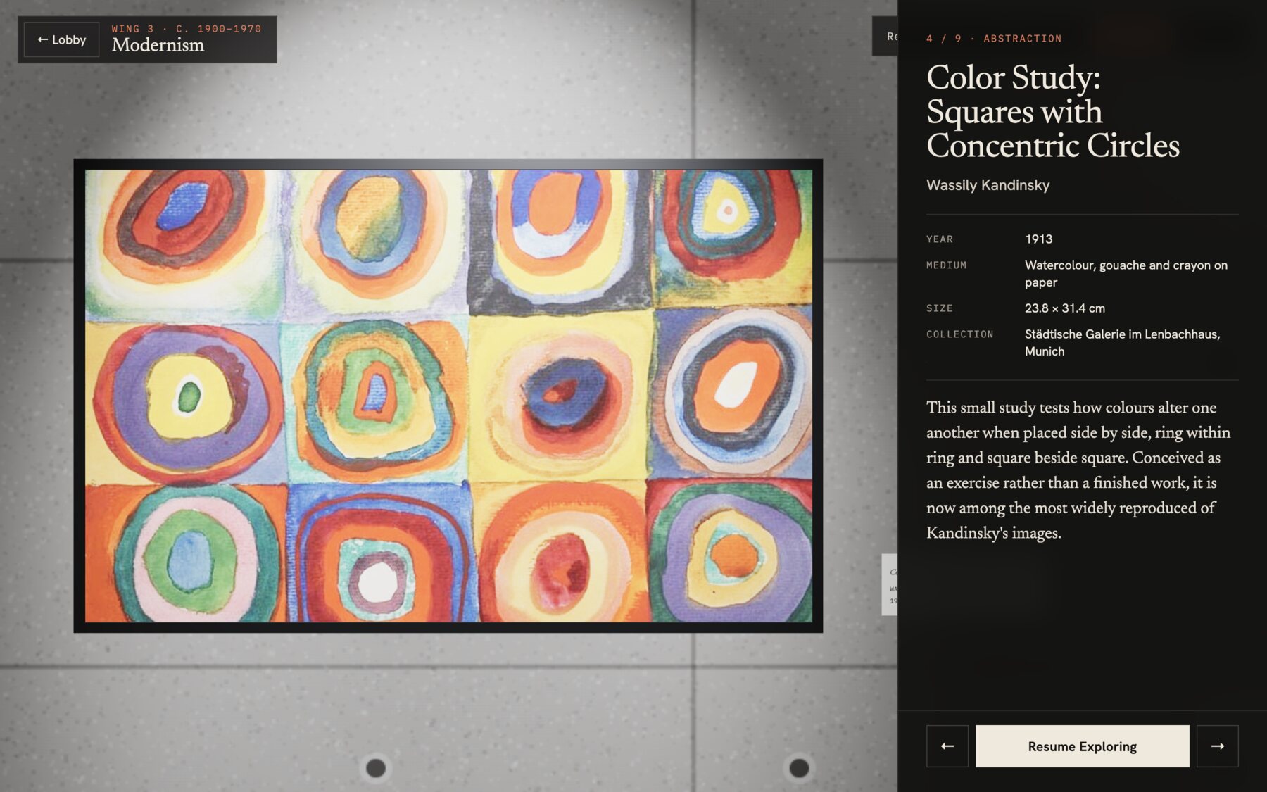 Kandinsky's Color Study: Squares with Concentric Circles with artwork details