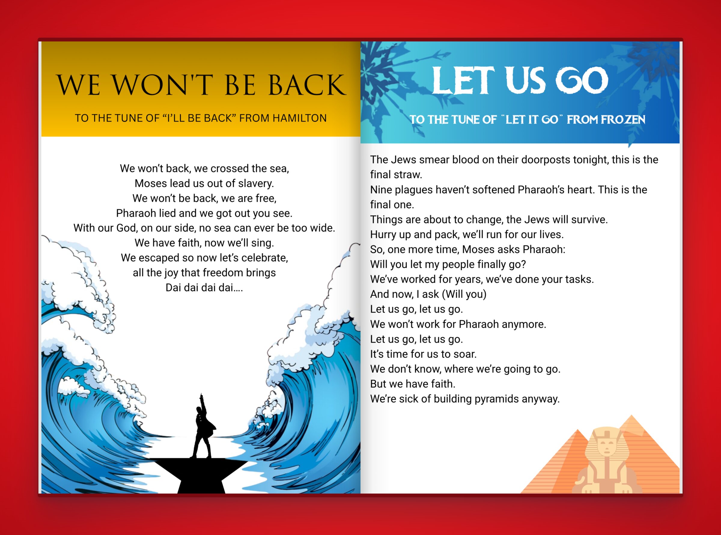Seder Showtunes Pesach songs spread