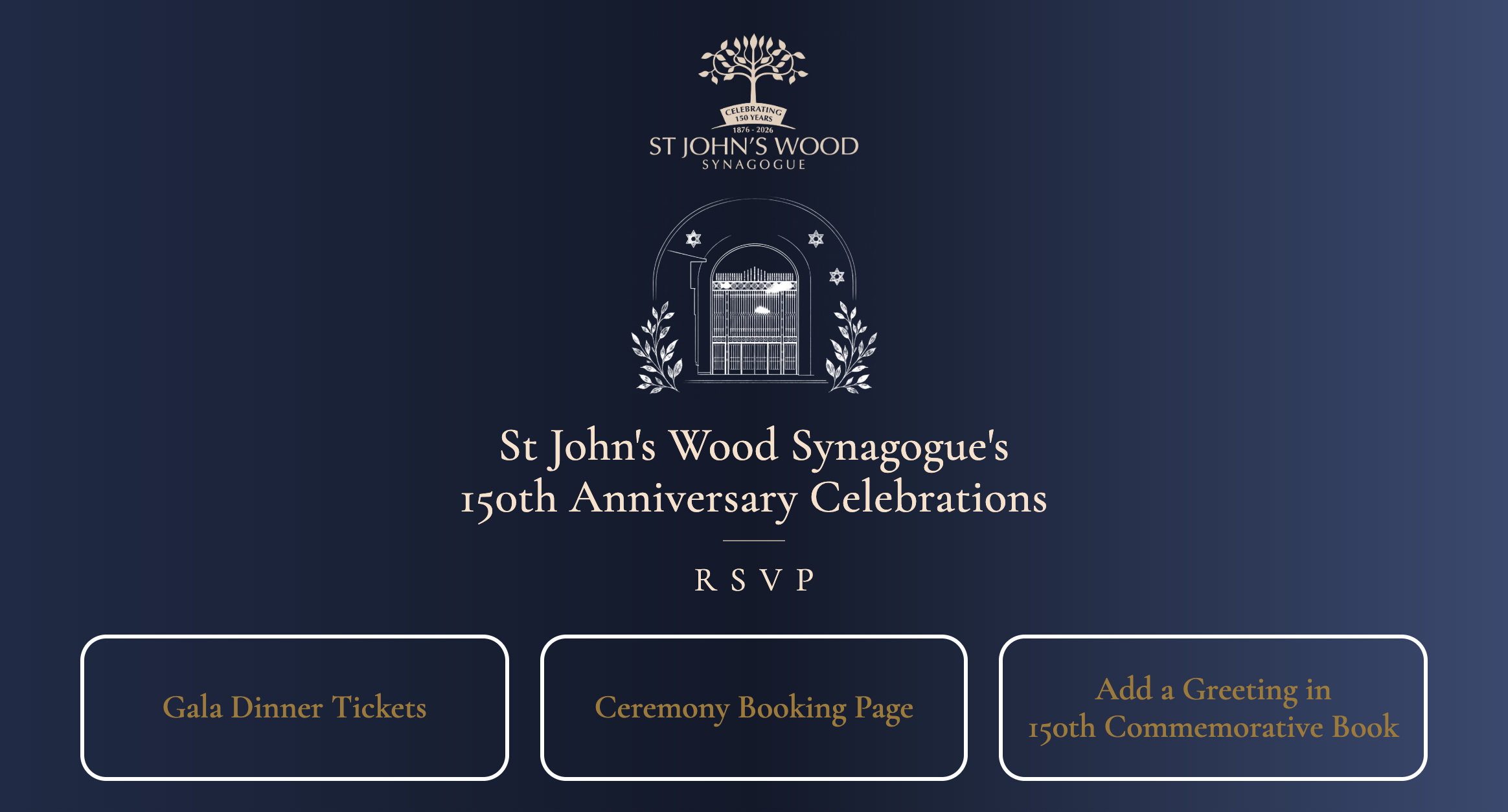 St John's Wood Synagogue RSVP landing page