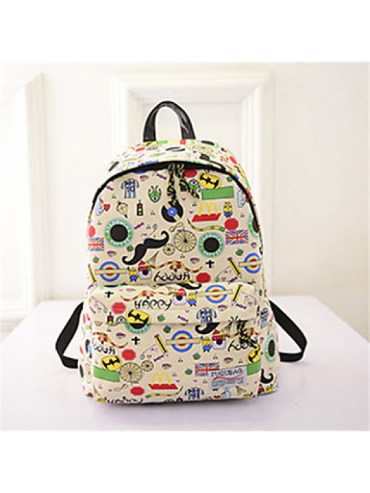 Women Canvas Baguette Backpack - Multi-color