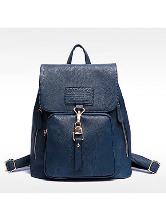  Women PU Bucket Backpack / School Bag / Travel Bag - Blue / Gray / Black / Burgundy