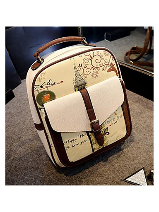 Women PU Bucket Backpack - White / Brown / Black / Khaki